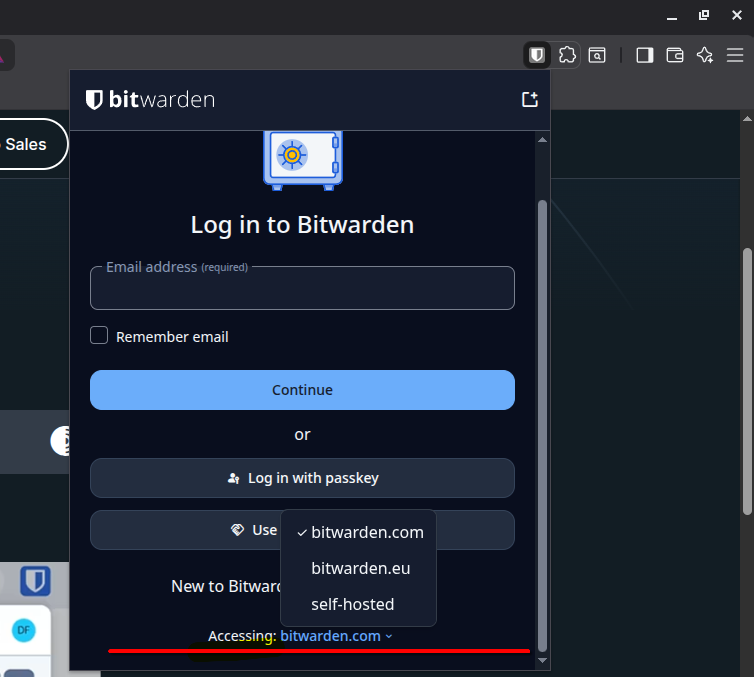 Selecting self-hosted from the Accessing dropdown